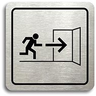 Accept Pictogram "Emergency Exit VII" (80 × 80mm) (Silver Plate - Black Print) - Sign