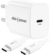 AlzaPower Fast Charge SET A111C (20W + USB-C/C 60W Cable) white - Wall Charger