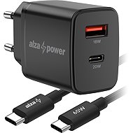 AlzaPower Fast Charge SET A121CA (20W + USB-C/C 60W Cable) black - Wall Charger