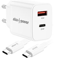 AlzaPower Fast Charge SET A121CA (20W + USB-C/C 60W Cable) white - Wall Charger