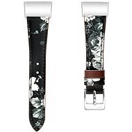 Eternico Fitbit Charge 3 / 4 Genuine Leather sivý kvetinový (Large) - Remienok na hodinky