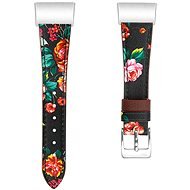 Eternico Fitbit Charge 3/4 Genuine Leather rot mit Blumenmuster (groß) - Armband