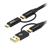 AlzaPower MultiCore 4in1 USB 60W 480Mbps 1m čierny - Dátový kábel