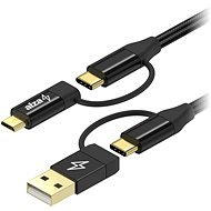 AlzaPower MultiCore 4in1 USB 60W 480Mbps 2m čierny - Dátový kábel