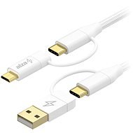 AlzaPower MultiCore 4in1 USB 60W 480Mbps 1m biely - Dátový kábel