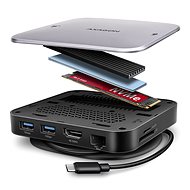 AXAGON HMC-UFO, USB-C 10Gbps Hub, 2x USB-A, USB-C, HDMI 4k/60Hz, RJ-45, SD/mSD, M.2 slot, audio, PD - Docking Station