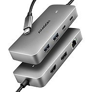 AXAGON HMC-CUB83X2, 7-in-1 Hub, USB-C 10Gbps, 2x USB-A, 1x USB-C, HDMI & DP 4k/144Hz, RJ-45, PD 100W - Docking Station