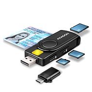 AXAGON CRE-SMP2A Smart card / ID card & SD/microSD/SIM card PocketReader, USB-A + USB-C - Electronic ID Reader
