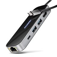 AXAGON HMC-6GLN GLASS 6-in-1 Hub, USB-C 5Gbps, 2x USB-A, USB-C, HDMI 4k/60Hz, RJ-45, PD 100W - Docking Station