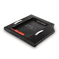 AXAGON RSS-CD09, ALU caddy for 2.5" SSD/HDD into 9.5 mm laptop DVD slot, screwless. LED - Disk Adapter