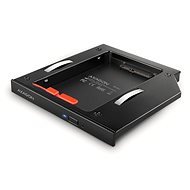 AXAGON RSS-CD12, ALU caddy for 2.5" SSD/HDD into 12.7 mm laptop DVD slot, screwless. LED - Disk Adapter