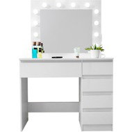 Aga Toaletní stolek se zrcadlem a osvětlením Lesklý bílý 1/2 - Dressing Table