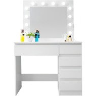 Aga Toaletní stolek se zrcadlem, osvětlením a el.zásuvkou Matný bílý 1/2 - Dressing Table