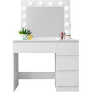 Aga Toaletní stolek se zrcadlem a osvětlením Lesklý bílý 1/2 - Dressing Table
