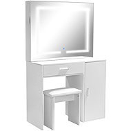 Aga MRDT18 Dressing table with mirror and LED lighting + stool Matte white - Dressing Table