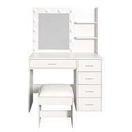 Aga MRDT22 Dressing table with mirror and lighting + white stool - Dressing Table