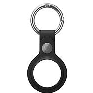 AlzaGuard Genuine Leather Keychain für Airtag schwarz - AirTag Schlüsselanhänger