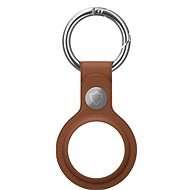 AlzaGuard Genuine Leather Keychain for Airtag saddle brown - AirTag Key Ring