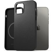 AlzaGuard Genuine Leather iPhone 12/12 Pro Magsafe fekete tok - Telefon tok
