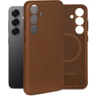 AlzaGuard Genuine Leather Case with Magsafe for Samsung Galaxy S25 saddle brown - Phone Cover