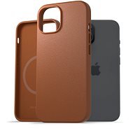 AlzaGuard Genuine Leather Case with Magsafe for iPhone 15 saddle brown - Phone Cover