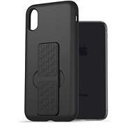AlzaGuard Liquid Silicone Case mit Ständer für iPhone X / Xs - schwarz - Handyhülle