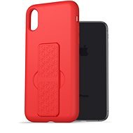AlzaGuard Liquid Silicone Case mit Ständer für iPhone X / Xs - rot - Handyhülle