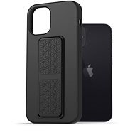 AlzaGuard Liquid Silicone Case with Stand for iPhone 12 mini Black - Phone Cover