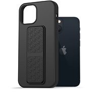 AlzaGuard Liquid Silicone Case with Stand iPhone 13 Mini fekete tok - Telefon tok