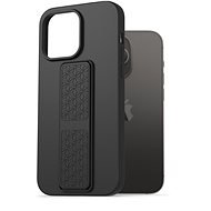 AlzaGuard Liquid Silicone Case with Stand na iPhone 14 Pro Max čierne - Kryt na mobil