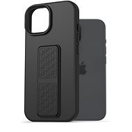 AlzaGuard Liquid Silicone Case with Stand for iPhone 15 black - Phone Cover