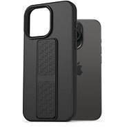 AlzaGuard Liquid Silicone Case with Stand pre iPhone 15 Pro čierny - Kryt na mobil