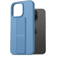 AlzaGuard Liquid Silicone iPhone 15 Pro kék tok állvánnyal - Telefon tok
