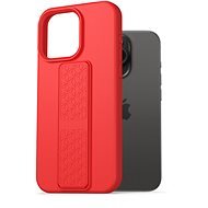 AlzaGuard Liquid Silicone Case with Stand na iPhone 15 Pro červený - Kryt na mobil