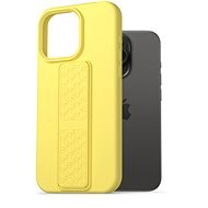 AlzaGuard Liquid Silicone iPhone 15 Pro sárga tok állvánnyal - Telefon tok