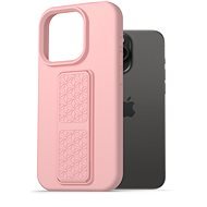 AlzaGuard Liquid Silicone iPhone 15 Pro Max rózsaszín tok állvánnyal - Telefon tok
