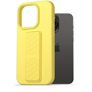 AlzaGuard Liquid Silicone Case with Stand for iPhone 15 Pro Max yellow - Phone Cover