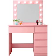 Aga Toaletní stolek MRDT06 se zrcadlem a osvětlením, růžový - Dressing Table