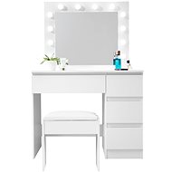 Aga Dressing table MRDT09 with mirror and lighting + stool, matt white - Dressing Table