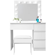 Aga Dressing table MRDT09 with mirror, lighting and el. Drawer + stool, matt white - Dressing Table