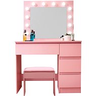 Aga Dressing table MRDT09 with mirror, lighting and el. Drawer + stool, pink - Dressing Table