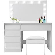 Aga Dressing table MRDT12 with mirror and lighting + stool, matt white - Dressing Table