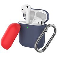 Ahastyle Silicone Cover for AirPods 2&1 Body-Navy Blue & Red - Headphone Case