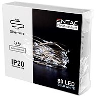 Entac Nano LED Christmas chain 1m, indoor, cold light, 20 LEDs, AA battery - Light Chain