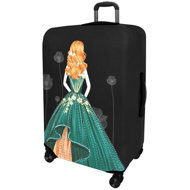 Kufryplus Suitcase cover Z22 Lady in a dress, green L - Luggage Cover