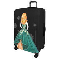 Kufryplus Suitcase cover Z22 Lady in a dress, green M - Luggage Cover