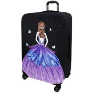 Kufryplus Suitcase cover Z032 Lady in a dress II, purple L - Luggage Cover