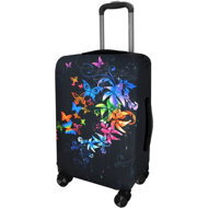 Kufryplus Suitcase cover Z301 Butterflies with flowers S - Luggage Cover