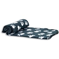 Akinu Fleece blanket with paws 100 × 70 cm black - Cat & Dog Bed Blanket