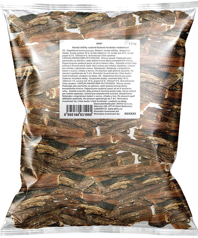 Akinu Beef tripe 4-15 cm 1 kg - Dog Jerky